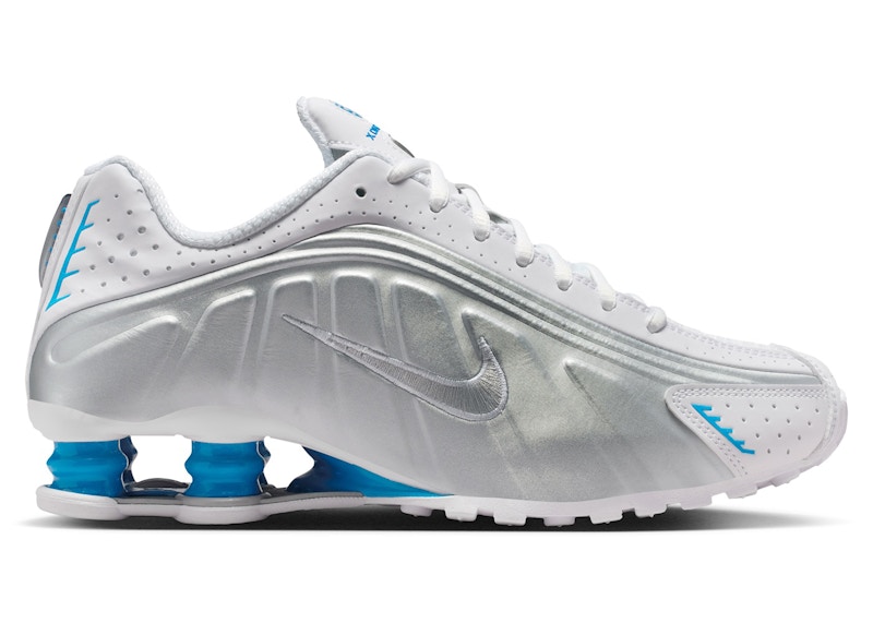 靴 NIKE SHOX R4 WHITE/SILVER-RACER BLUE Nike Shox R4 White Metallic Silver Racer Blue HQ1988-100