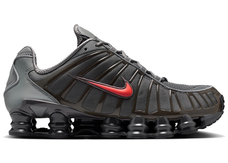 Men's Nike Shox TL SE Bright Crimson Sneakers in Smoke Grey/Medium Ash/Anthracite
