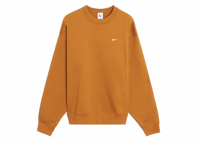 Pre-owned Nike Men's Solo Swoosh Fleece Crewneck Sweatshirt In Desert Ocre/white In Multi