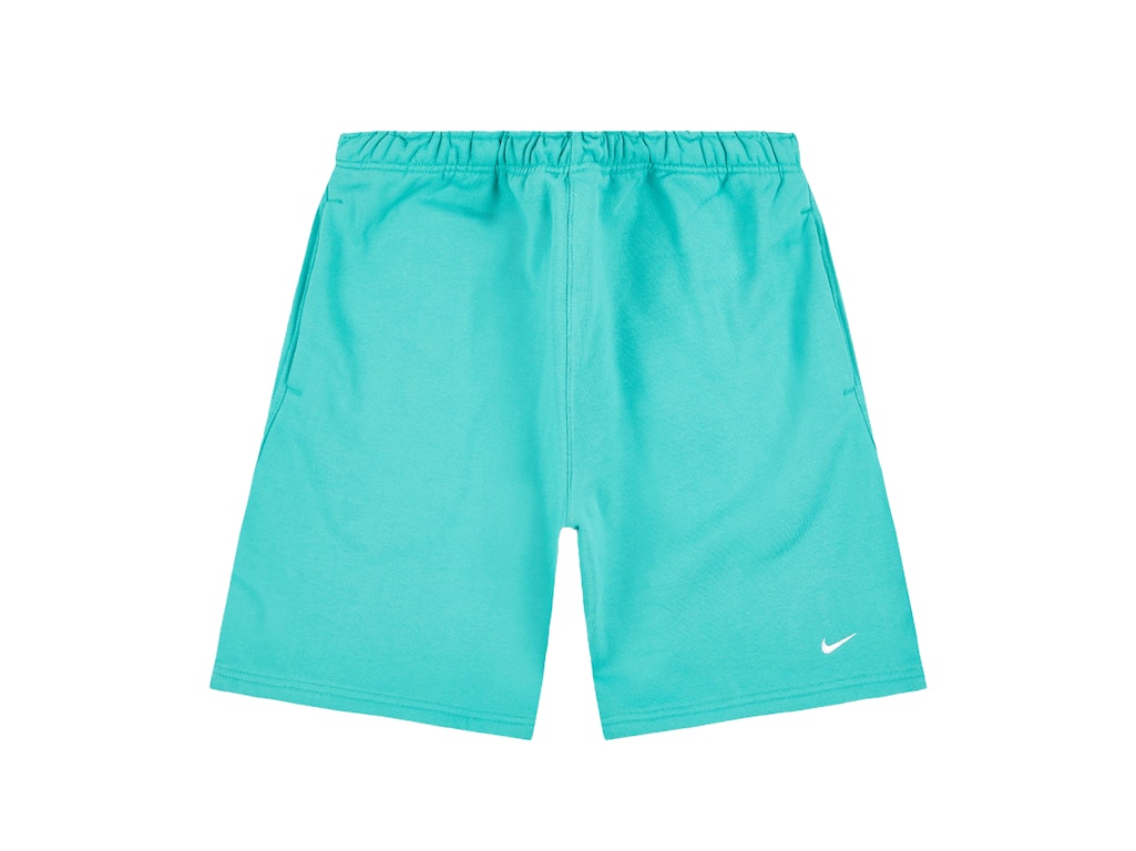Pre-owned Nike Solo Swoosh Fleece Shorts Washed Teal/white