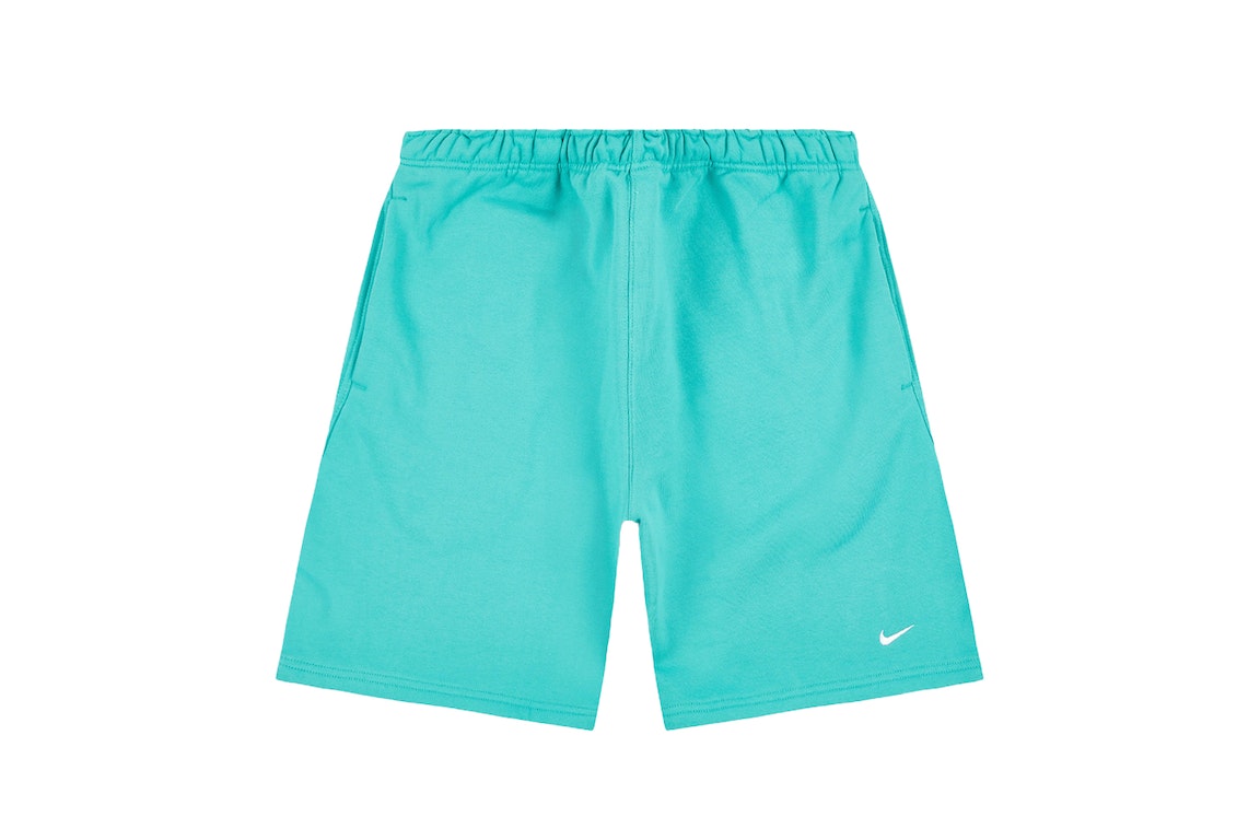 Pre-owned Nike Solo Swoosh Fleece Shorts Washed Teal/white