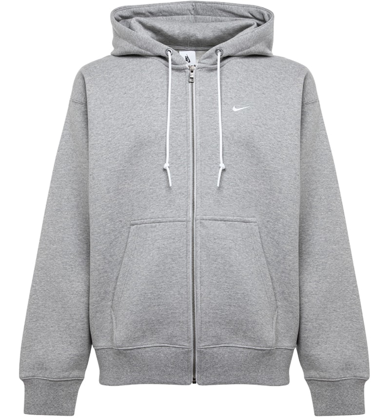 Nike Solo Swoosh Full Zip Hoodie Dark Grey Heather/White Men's US