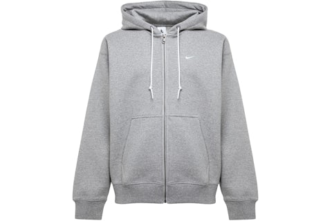 Nike Solo Swoosh Full Zip Hoodie Dark Grey Heather/White Men's US