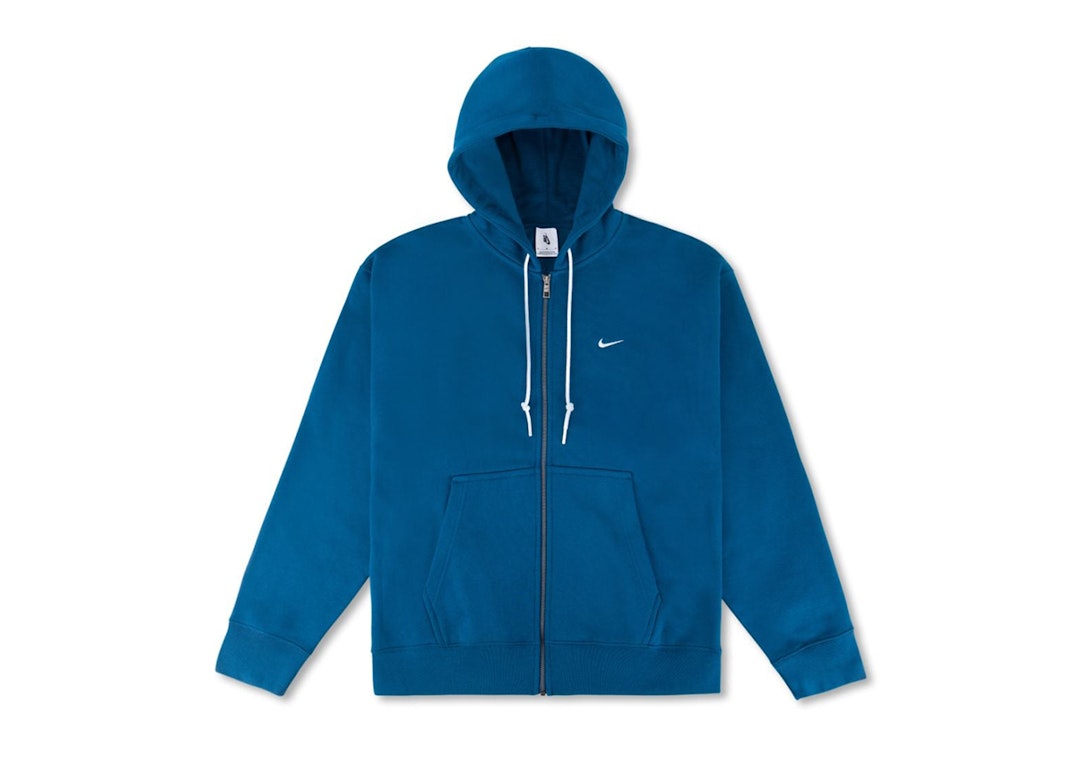 Pre-owned Nike Solo Swoosh Full Zip Hoodie Valerian Blue/white