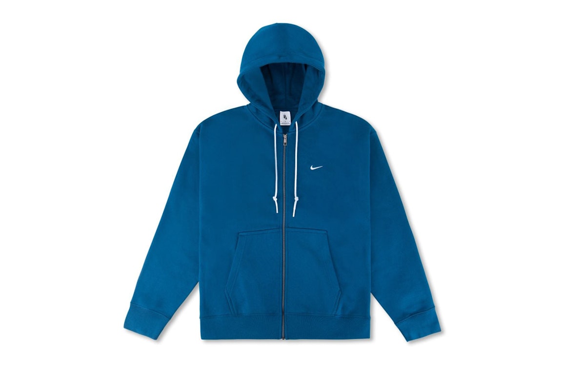 Pre-owned Nike Solo Swoosh Full Zip Hoodie Valerian Blue/white
