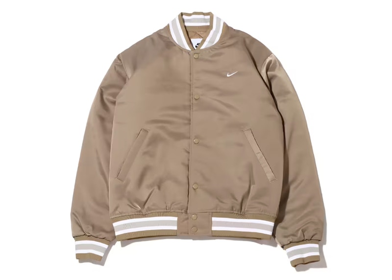 Nike Sportswear Authentics Dugout Jacket Asia Sizing Khaki White