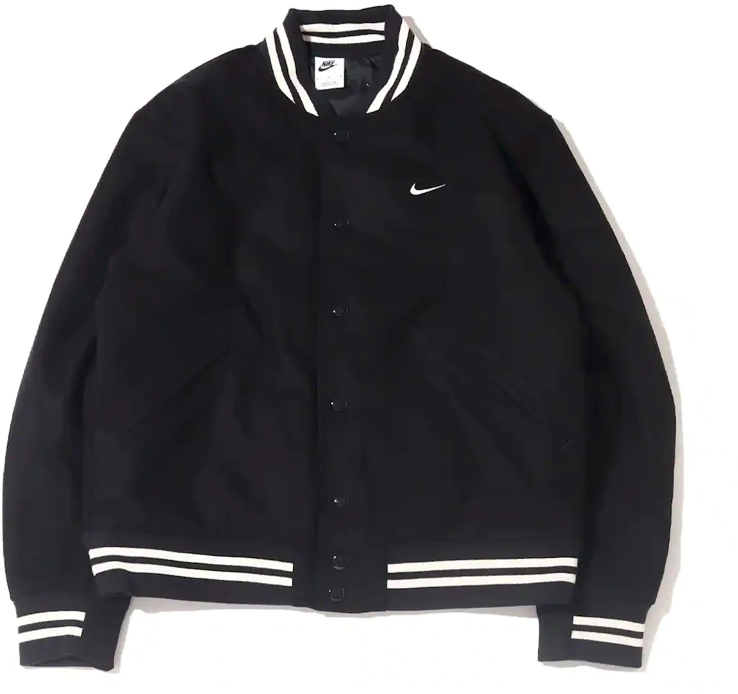 Nike Sportswear Authentics Varsity Jacket (Asia Sizing) Black/White Men ...