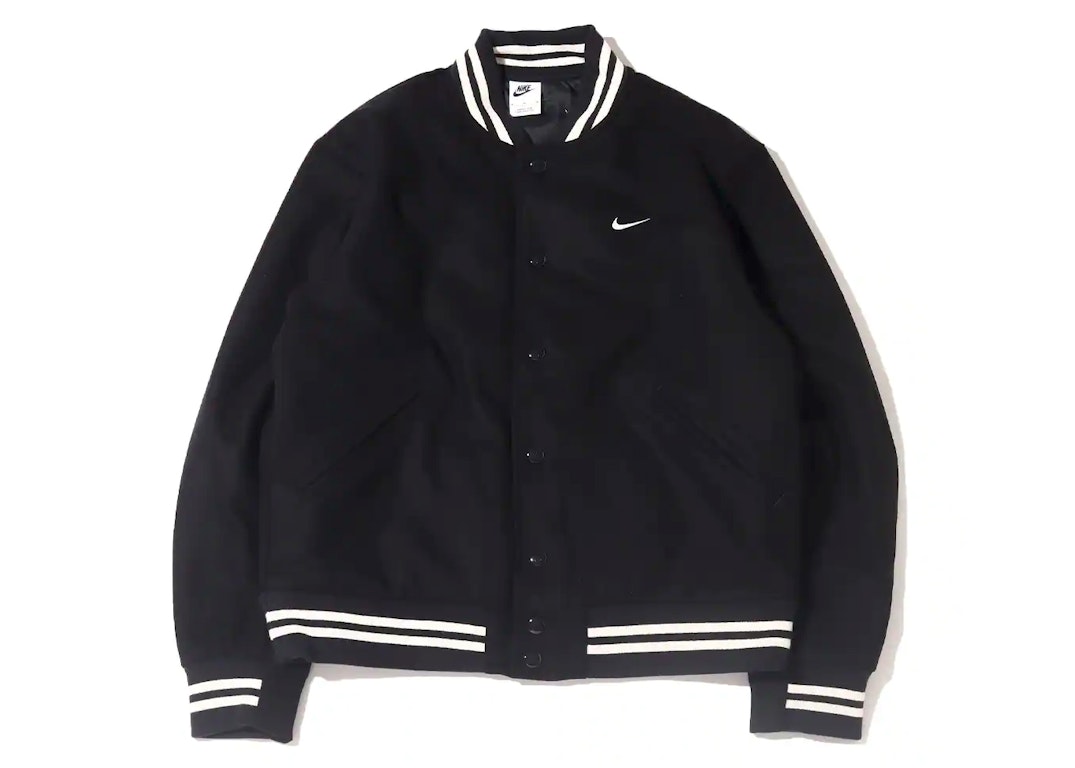 Pre-owned Nike Sportswear Authentics Varsity Jacket (asia Sizing) Black/white