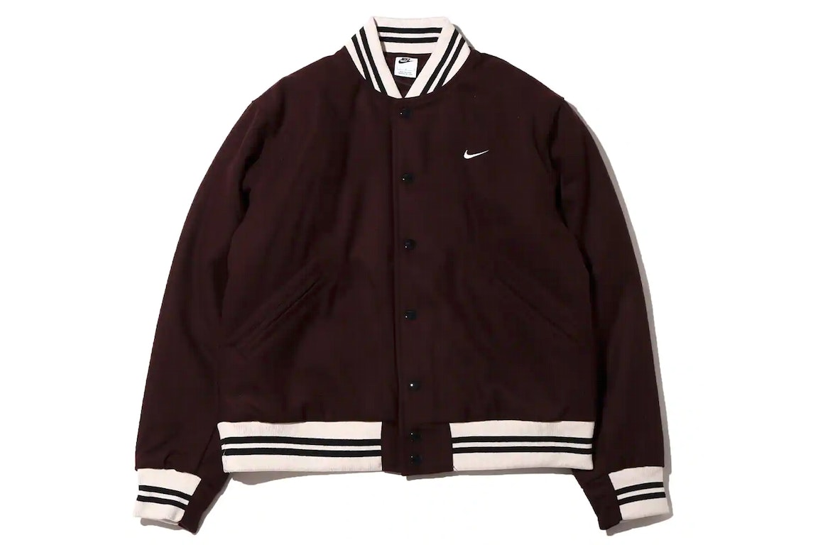 Pre-owned Nike Sportswear Authentics Varsity Jacket (asia Sizing) Brown Basalt/white