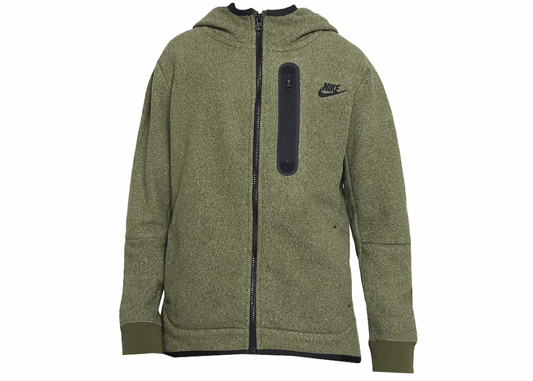 Pre-owned Nike Sportswear Kids' Tech Fleece Winterized Full-zip Hoodie Rough Green/black