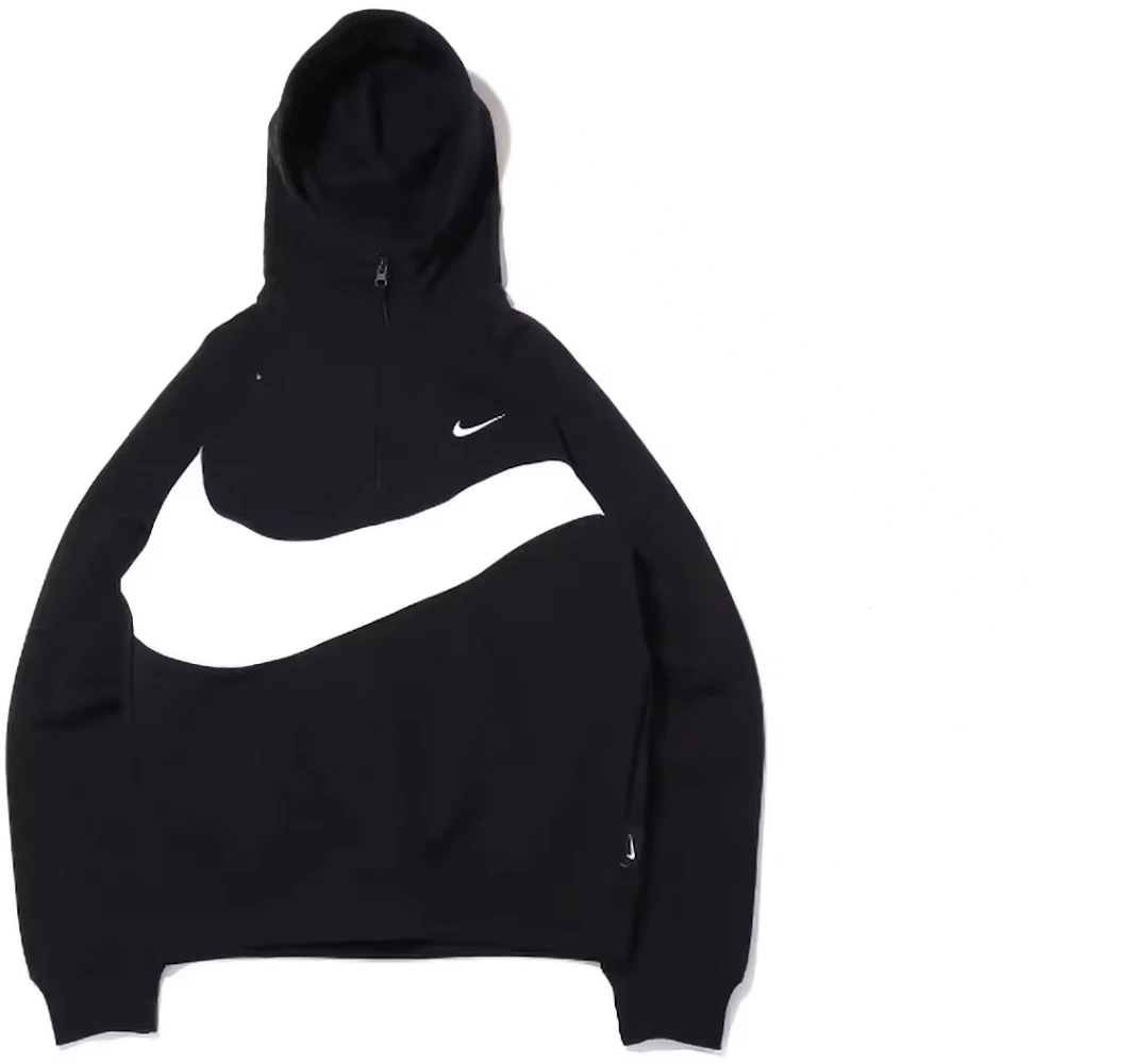 Nike Sportswear Big Swoosh Half Zip Hoodie (Asia Sizing) Black/White