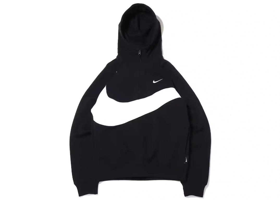 Pre-owned Nike Sportswear Big Swoosh Half Zip Hoodie (asia Sizing) Black/white