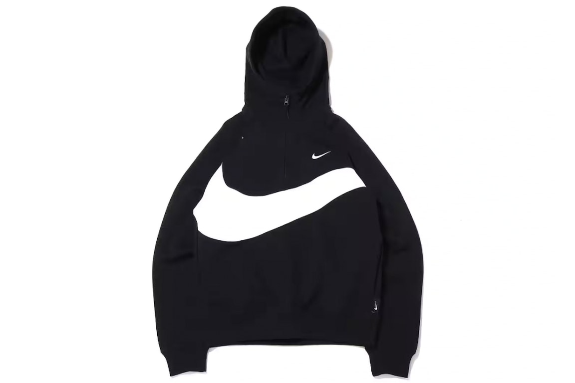 Pre-owned Nike Sportswear Big Swoosh Half Zip Hoodie (asia Sizing) Black/white