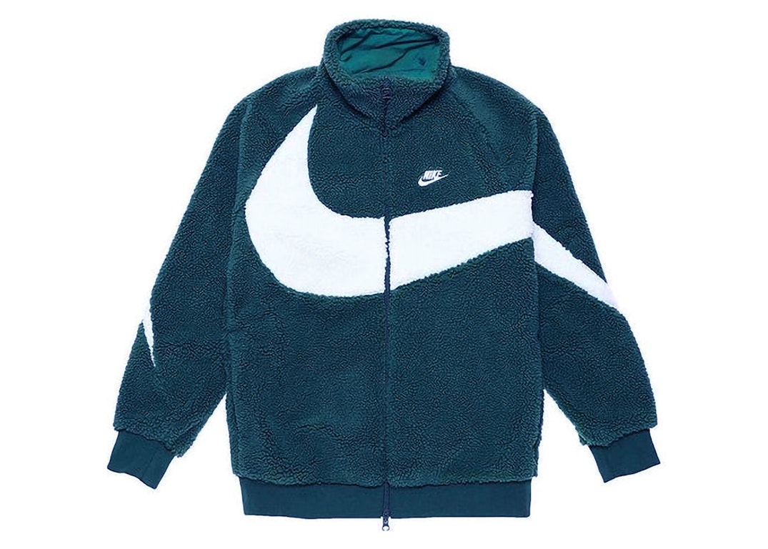 Pre-owned Nike Sportswear Big Swoosh Reversible Boa Jacket (asia Sizing) Deep Jungle/sail