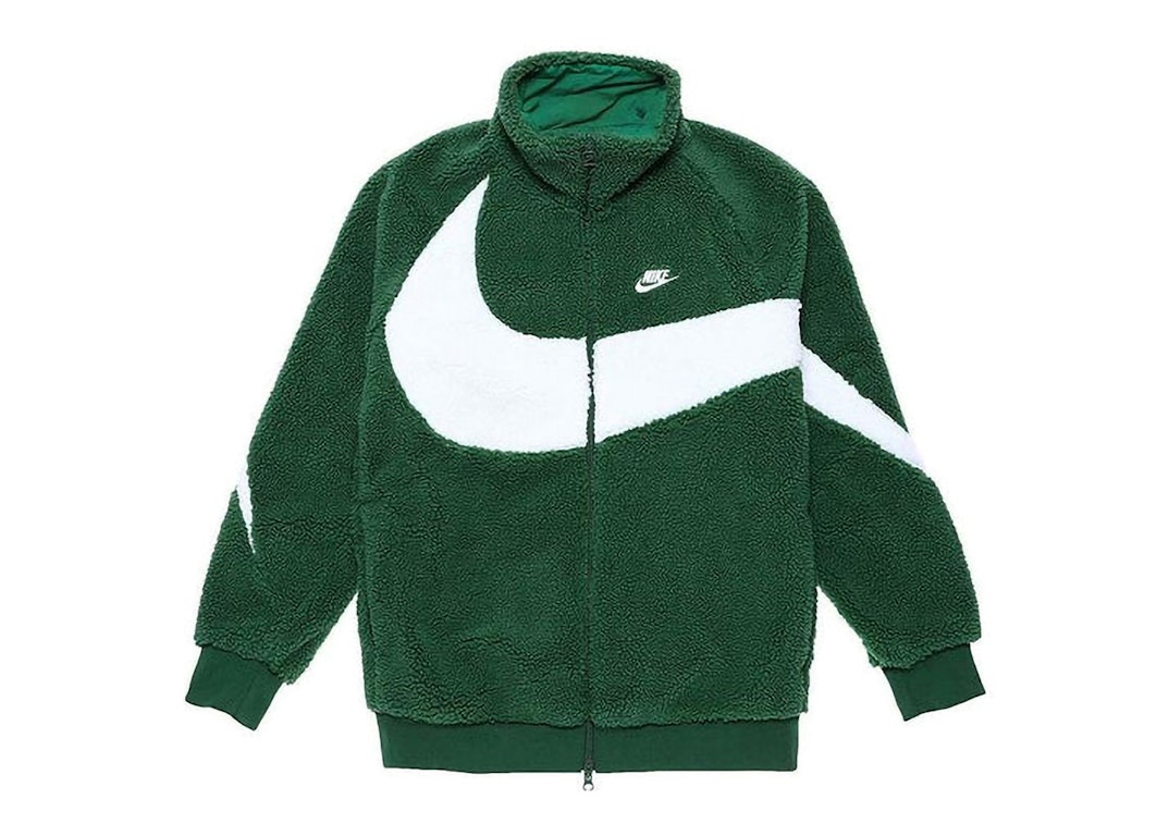 Pre-owned Nike Sportswear Big Swoosh Reversible Boa Jacket (asia Sizing) Green/sail