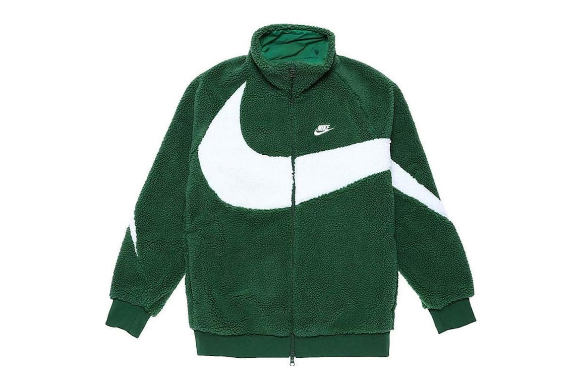 Pre-owned Nike Sportswear Big Swoosh Reversible Boa Jacket (asia Sizing) Green/sail