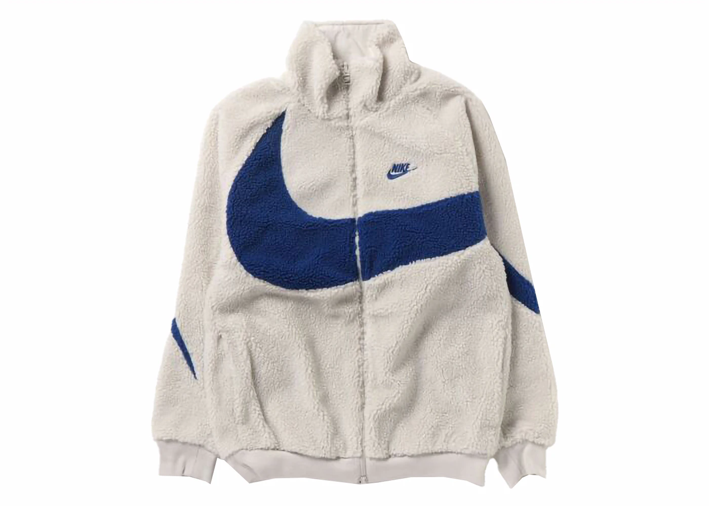 Nike Sportswear Big Swoosh Reversible Boa Jacket (Asia Sizing) Light  Bone/Deep Royal Blue/Light Bone/Deep Royal Blue
