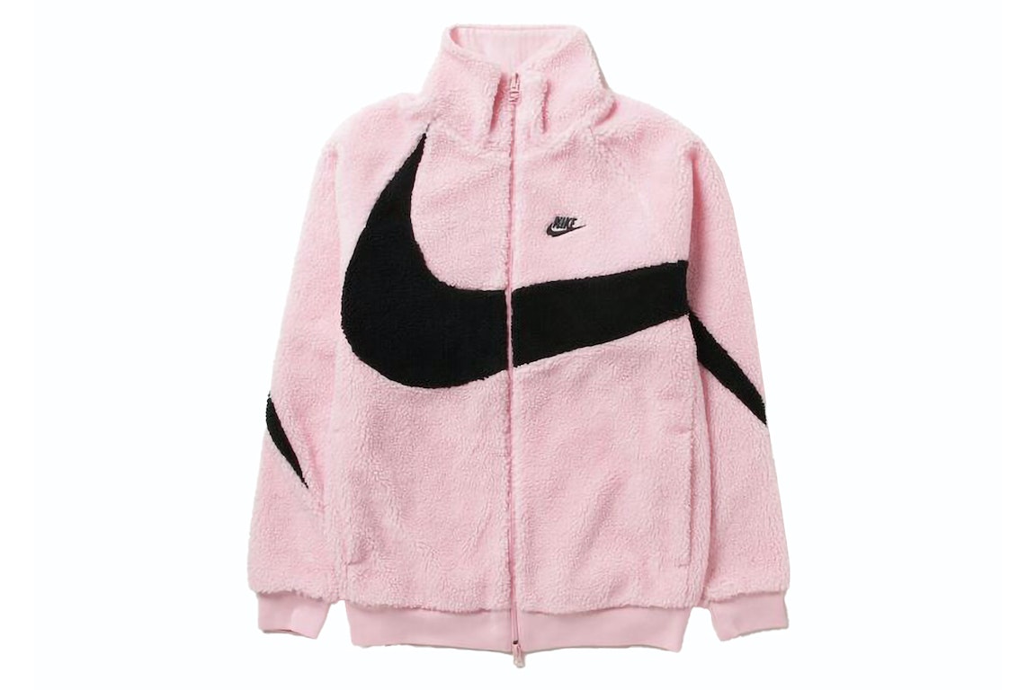Pre-owned Nike Sportswear Big Swoosh Reversible Boa Jacket (asia Sizing) Soft Pink/black