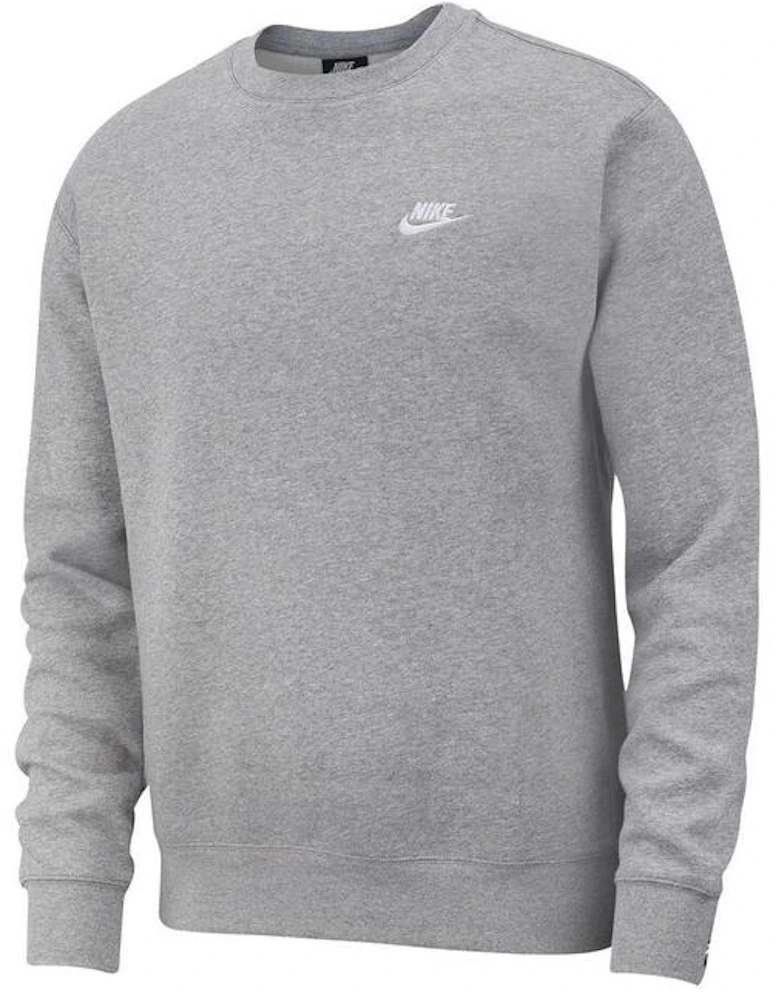 Dark Nike Crewneck Club SS23 - Grey - Men\'s Heather/White Sportswear Fleece US