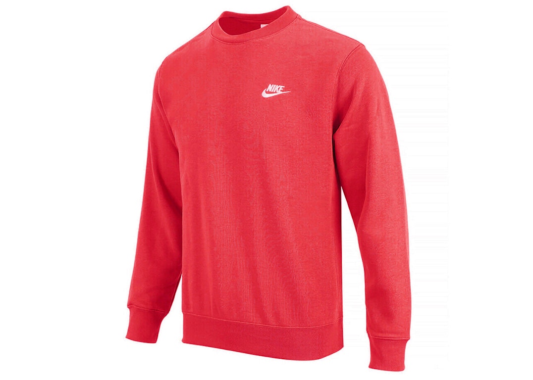 Pre-owned Nike Sportswear Club Fleece Crewneck University Red/white