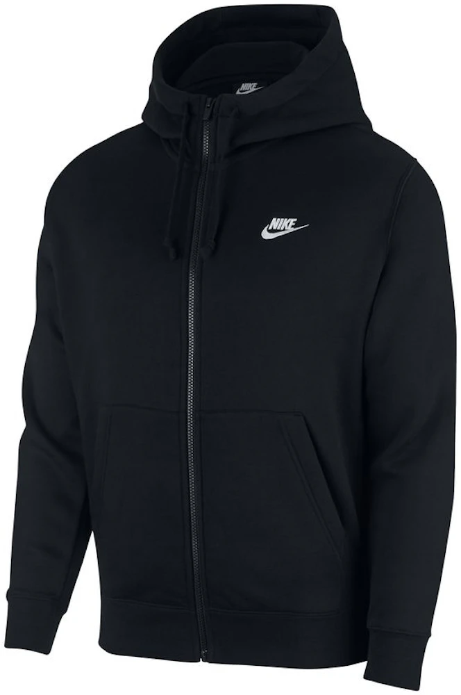 Nike Sportswear Club Fleece Full-Zip Hoodie Black/Black/White Men's - US