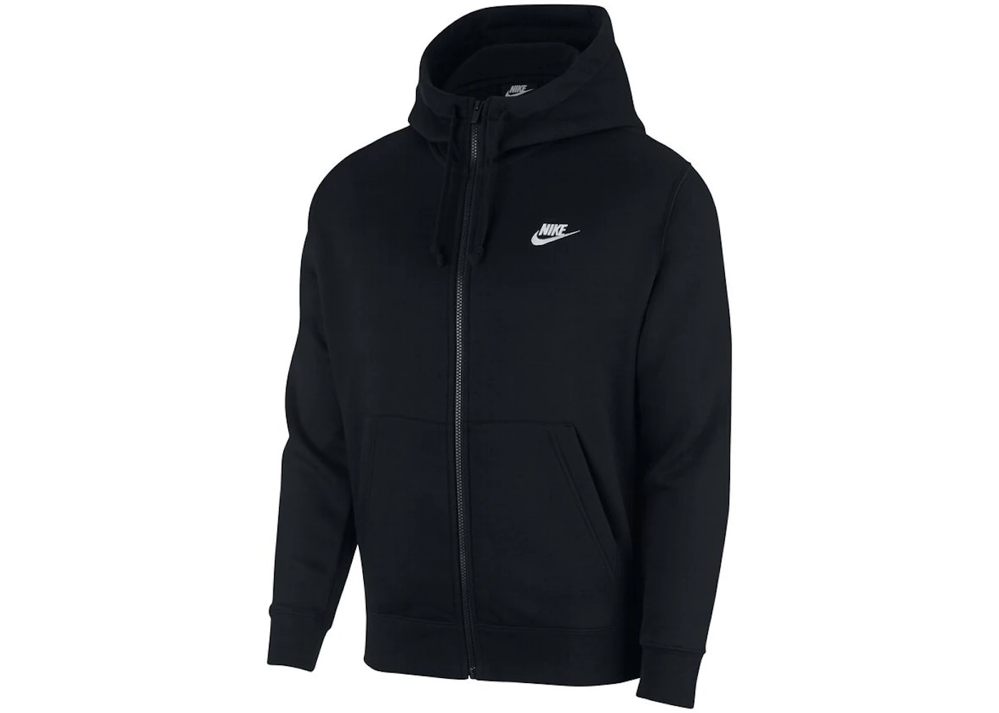 Nike Sportswear Club Fleece Full-Zip Hoodie Black/Black/White Men's - GB