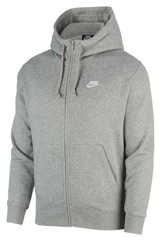 Pre-owned Nike Sportswear Club Fleece Full-zip Hoodie Dark Grey Heather/matte Silver/white