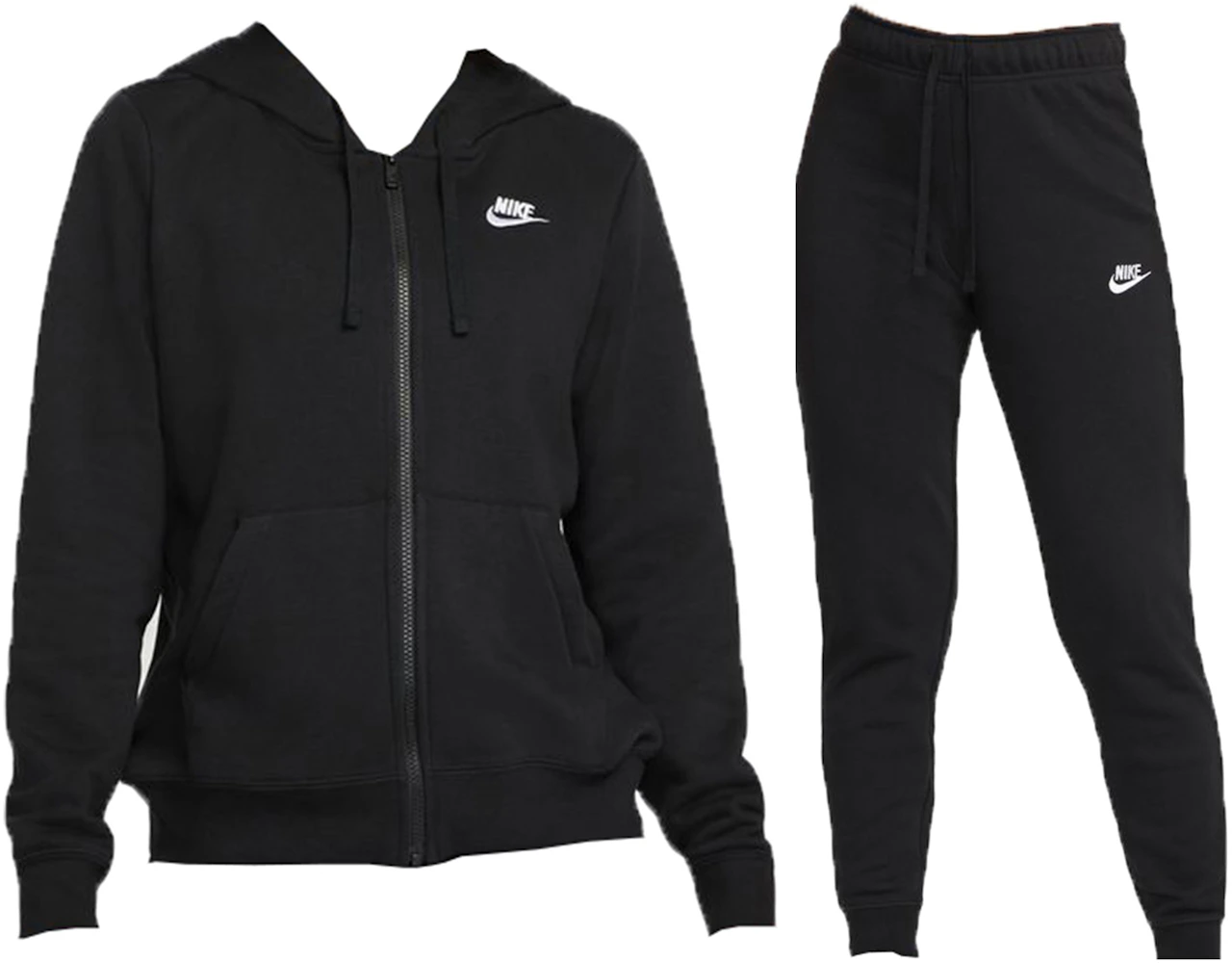 Nike Mens Sportswear Club Fleece Full Zip Hoodie Black/Black/White