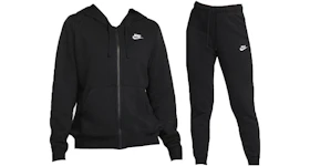 Nike Sportswear Club Fleece Full-Zip Hoodie & Joggers Set Black/White