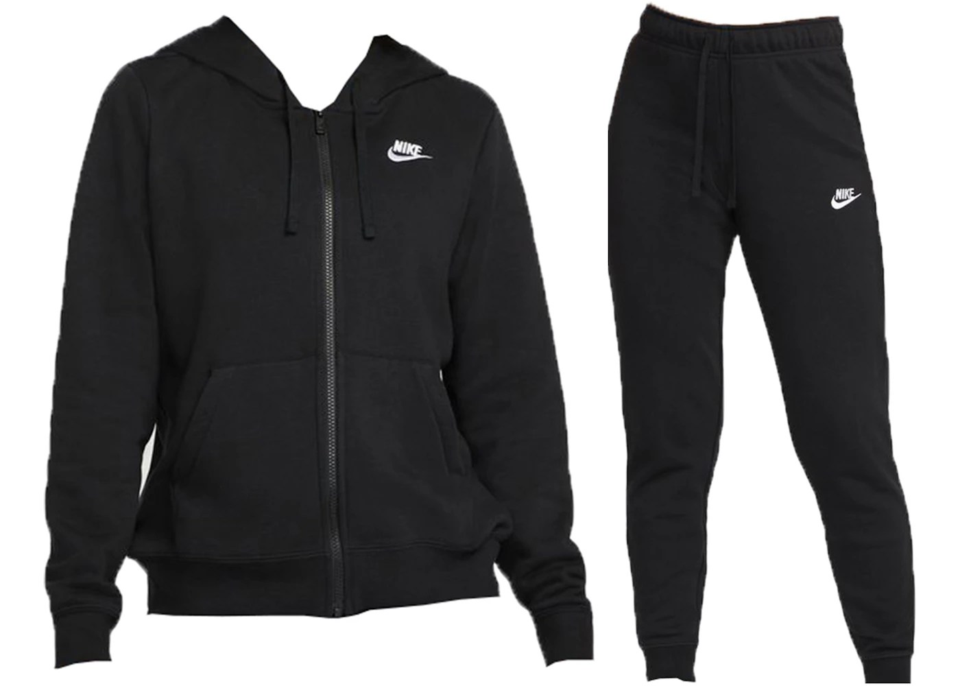 Nike Sportswear Club Fleece Full-Zip Hoodie & Joggers Set Black/White ...