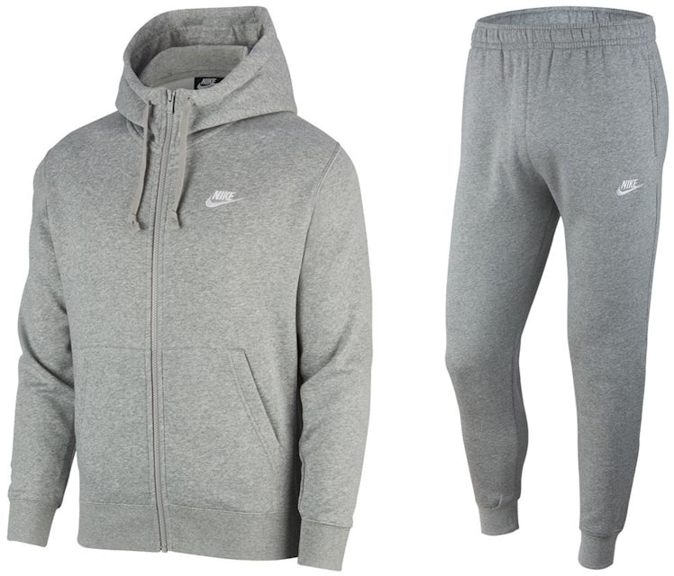 Nike Sportswear Fleece Full-Zip Hoodie Joggers Set Dark Grey Heather/Matte Men's - SS23 - US