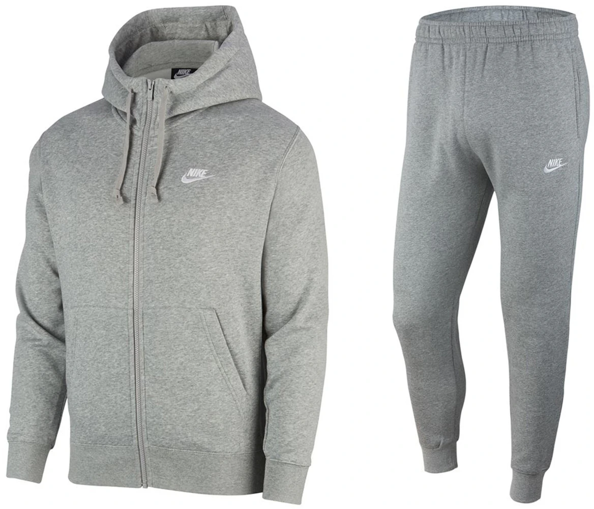Nike Sportswear Club Fleece Full-Zip Hoodie & Joggers Set Dark Grey ...