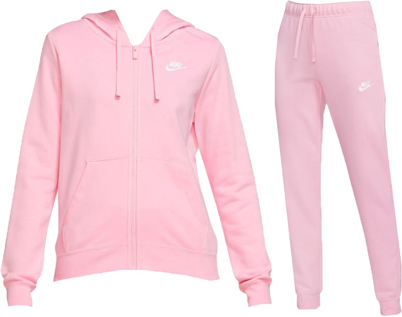 Nike Sportswear Club Fleece Full-Zip Hoodie & Joggers Set Med Soft Pink/White  남성 - SS23 - KR | Jogginganzüge
