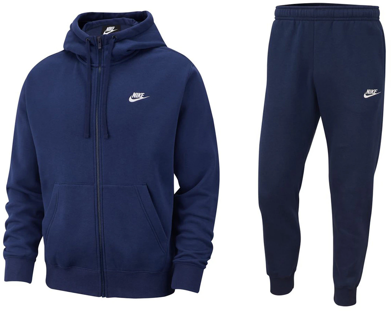 Nike Sportswear Club Fleece Full-Zip Hoodie & Joggers Set Midnight Navy ...