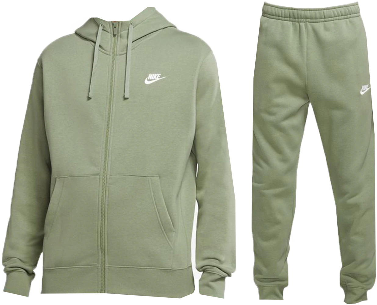 Nike Sportswear Club Fleece Full-Zip Hoodie & Joggers Set Oil Green/Oil ...