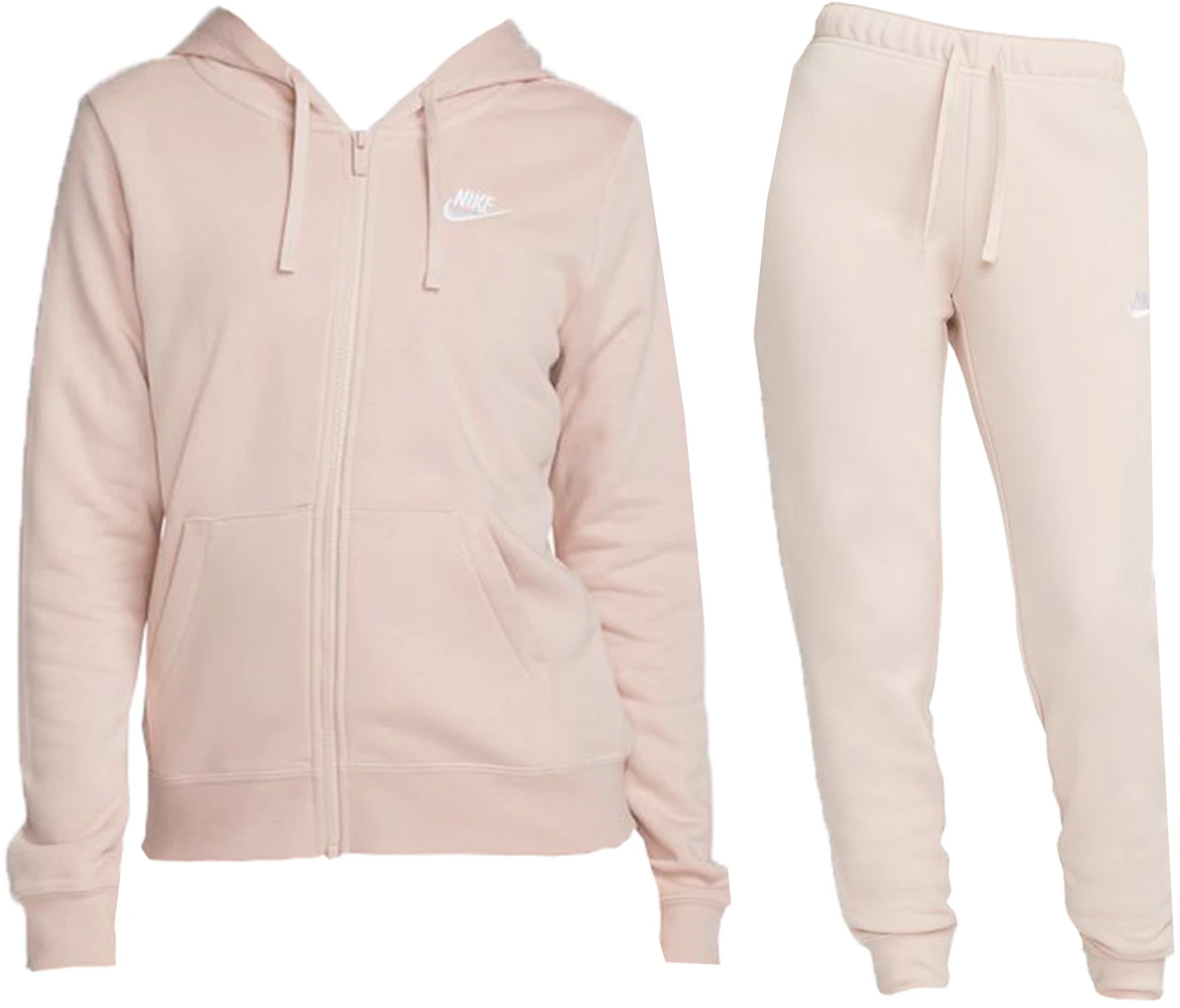 Nike & Full-Zip Men\'s Pink - Sportswear Club Set Fleece Joggers SS23 US Hoodie - Oxford/White
