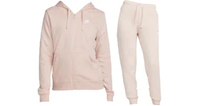 Nike Sportswear Club Fleece Full-Zip Hoodie & Joggers Set Pink Oxford/White