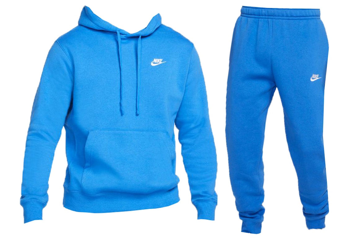 Pre-owned Nike Sportswear Club Fleece Full-zip Hoodie & Joggers Set Signal Blue/signal Blue/white