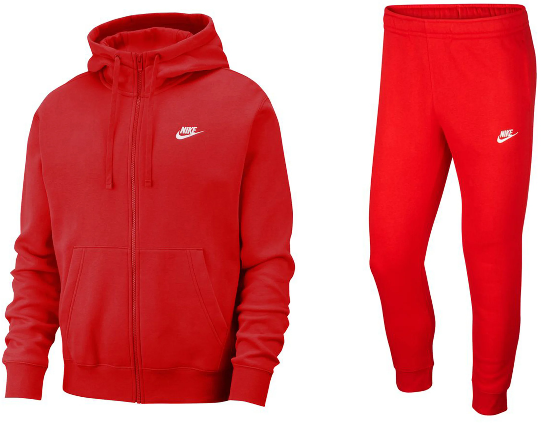 Nike Sportswear Club Fleece Full-Zip Hoodie & Joggers Set University  Red/University Red/White