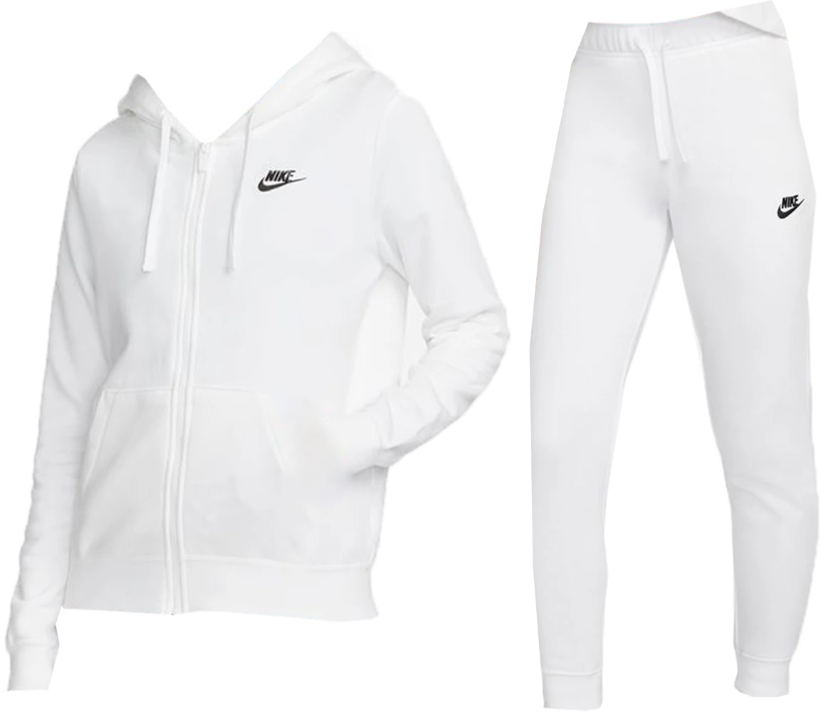 Nike Sportswear Club Fleece Full-Zip Hoodie & Joggers Set White/Black Men\'s  - SS23 - US