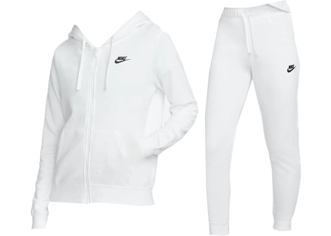 Nike - Hoodie White/Black - & Fleece SS23 US Joggers Set Sportswear Club Men\'s Full-Zip