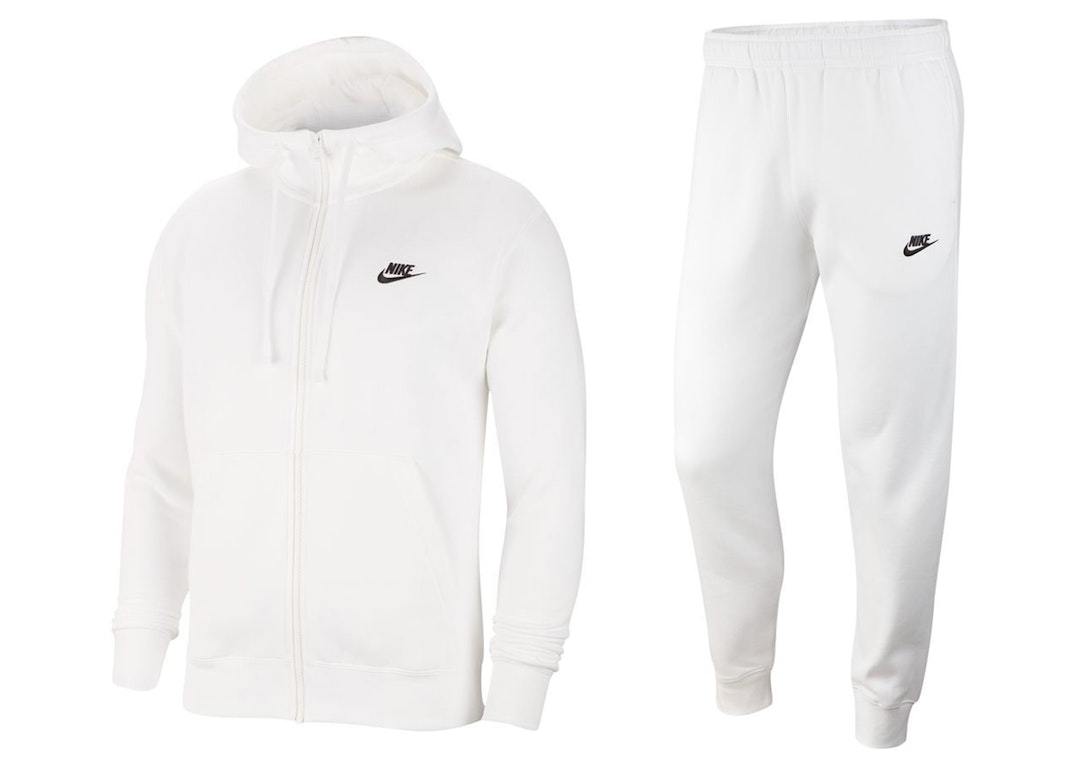 Pre-owned Nike Sportswear Club Fleece Full-zip Hoodie & Joggers Set White/white/black