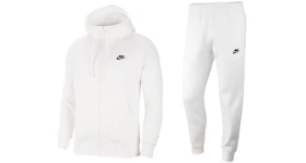 Nike Sportswear Club Fleece Full-Zip Hoodie & Joggers Set White/White/Black