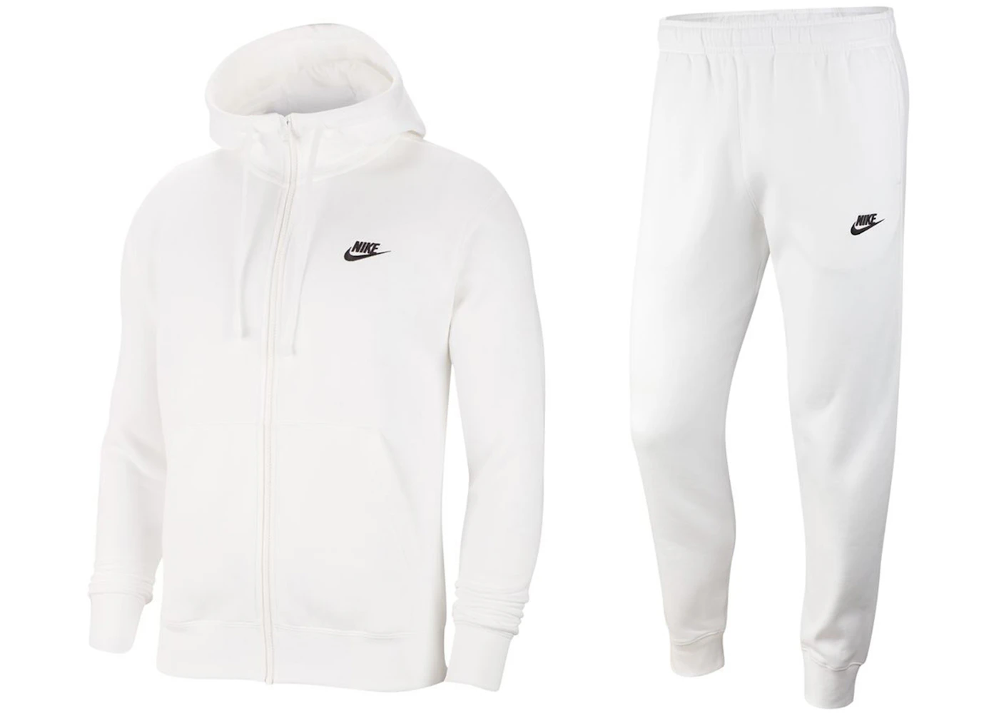 Nike Sportswear Club Fleece Full-Zip Hoodie & Joggers Set White/White ...