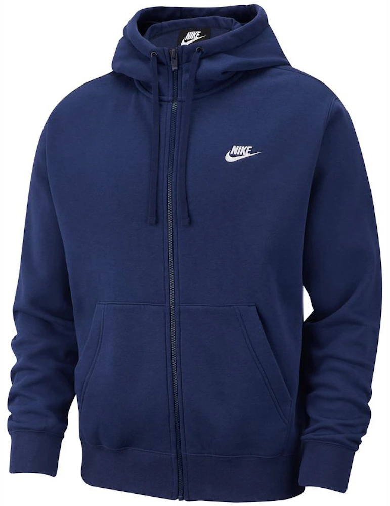 Nike Sportswear Club Fleece Full-Zip Hoodie Midnight Navy/Midnight Navy/ White Men's - FW22 - US