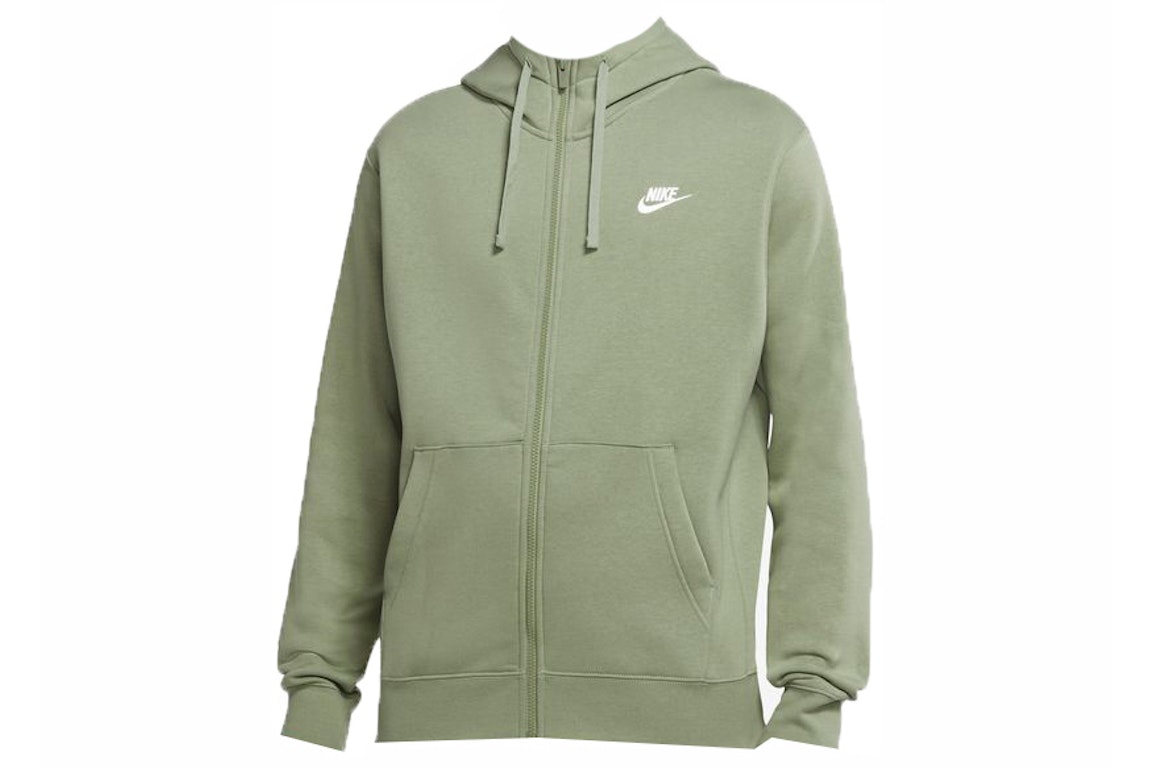 Pre-owned Nike Sportswear Club Fleece Full-zip Hoodie Oil Green/oil Green/white