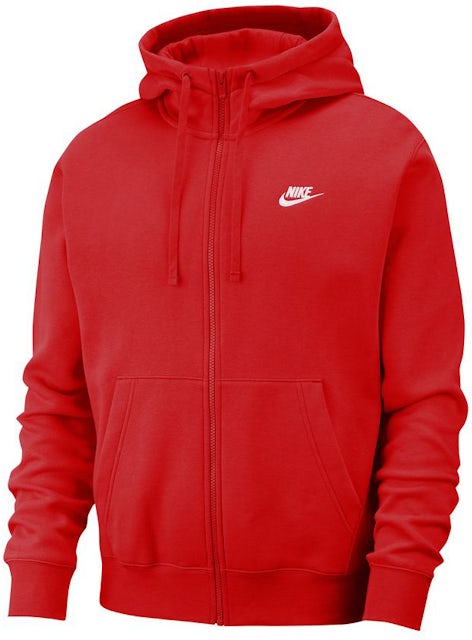 Shop Nike NSW Club Fleece Full-Zip Hoodie BV2645-657 red