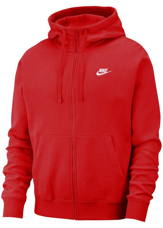 Pre-owned Nike Sportswear Club Fleece Full-zip Hoodie University Red/university Red/white