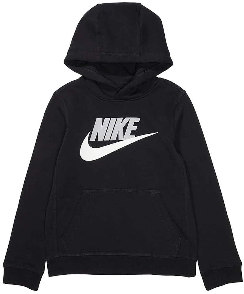 Nike Sportswear Club Fleece Pullover Hoodie Black/Light Smoke Grey Kids ...