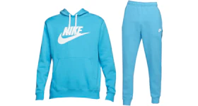 Nike Sportswear Club Fleece Pullover Hoodie & Joggers Set Baltic Blue/White/White